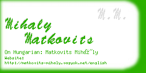 mihaly matkovits business card